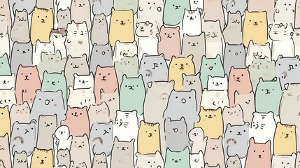Fototapeta premium Cartoon cat pattern background