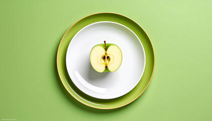 Top view of fresh green apples and background. The concept of a healthy diet.