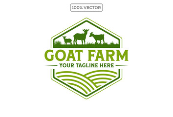 goat farm logo design vintage retro label and badge vector illustration element