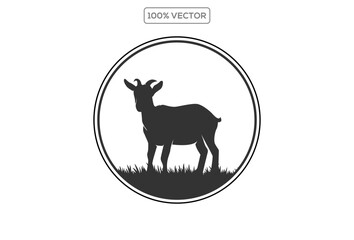 circle head goat front view drawing art logo design inspiration template