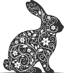 Floral style with a easter bunny animal vector silhouette © LUTHFAN NAHAR LABONY