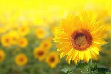 Fototapeta premium Vibrant Sunflower in a Field of Sunshine
