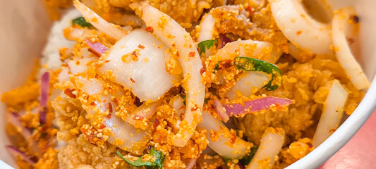 Spicy Thai Chicken Salad with Onions and Chili