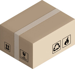 Brown parcel box on black background. Online ordering and parcel delivery service. ,3d rendering