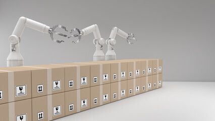 Robot transportation and cargo handling,automation in product management,Warehousing and Technology Connections,3d rendering