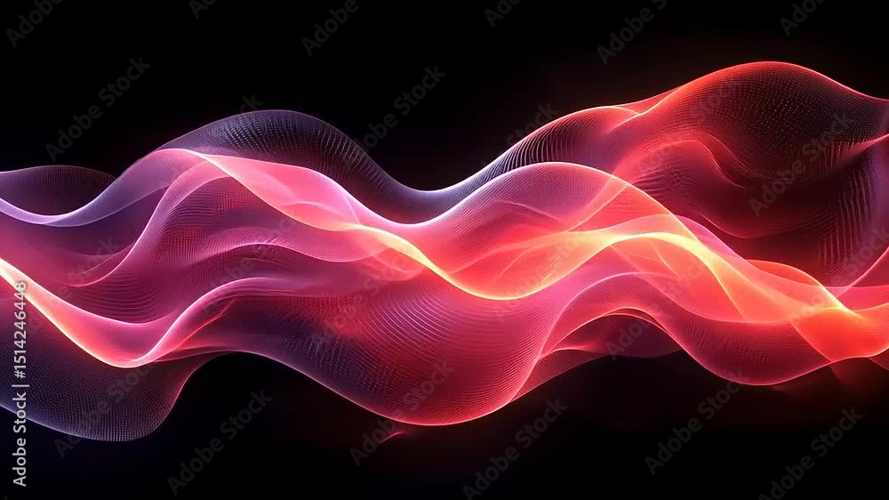 Poster abstract red and purple waveform animation against black background visual effect