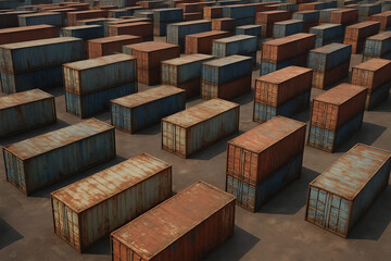warehouse with many old containers