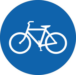 a blue circular sign featuring a white silhouette of a bicycle. This universally recognized symbol indicates a mandatory bicycle path or an area designated for cycling