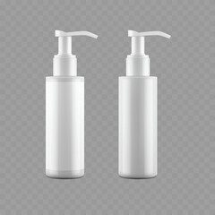 White Plastic Pump Bottle Mockup - Dispenser Container Template. Vector