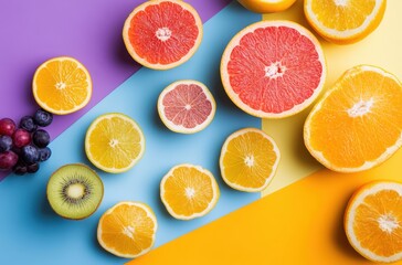 Vector flat lay of colorful fruits for stock illustration portfolio