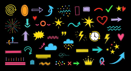 Vibrant Hand Drawn Elements And Sketch Doodle Design