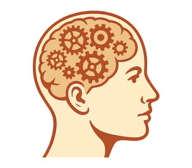 A Mechanical Mind: Gears Interlocked within a Person's Head