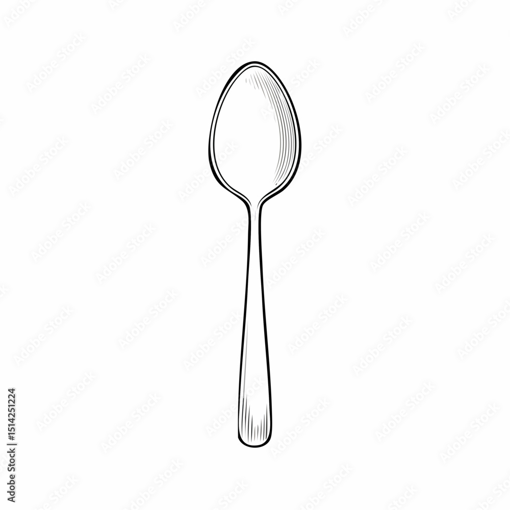 Poster minimal spoon design with soft curves and modern linework for dining themes.