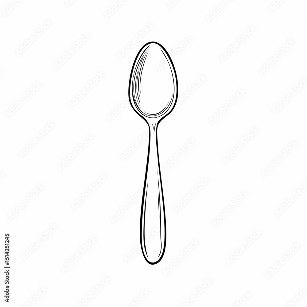 Poster minimal spoon design with soft curves and modern linework for dining themes.