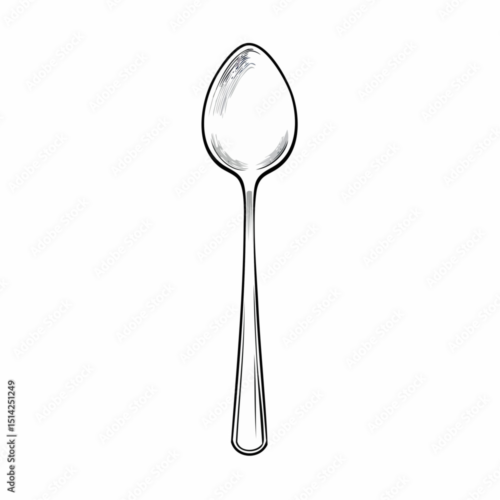 Poster minimal spoon design with soft curves and modern linework for dining themes.