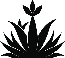 Aloe Vera Icons Silhouette Vector Simple Black and White Plant Illustrations for Natural Design Projects