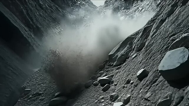 Rockfall in a Dramatic Canyon