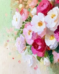 A beautifully painted bouquet of vibrant, colorful flowers.