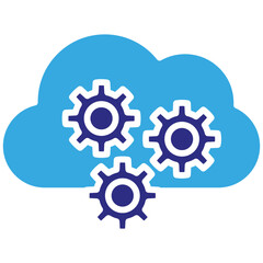 Obraz premium Cloud computing solid dual color icon. Simple vector icon design in solid color style. Editable vector format