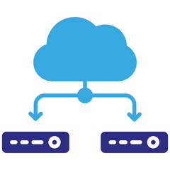 Cloud database solid dual color icon. Simple vector icon design in solid color style. Editable vector format