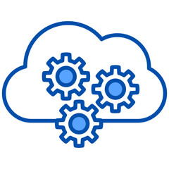 Cloud computing blue color icon. Simple vector icon design in blue color style. Editable vector format