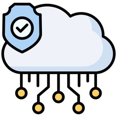 Cloud security lineal color icon. Simple vector icon design in lineal color style. Editable vector format