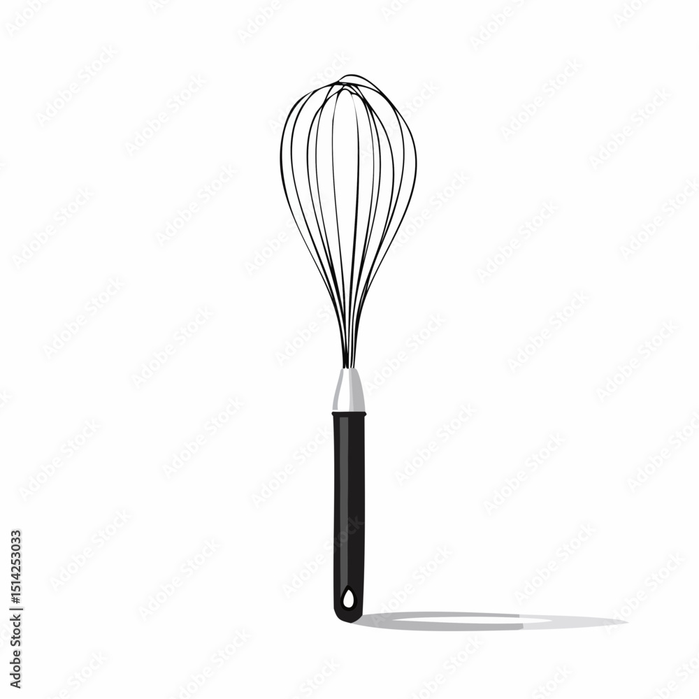 Aufkleber simple whisk shape with tidy lines, great for baking icons and recipe design.