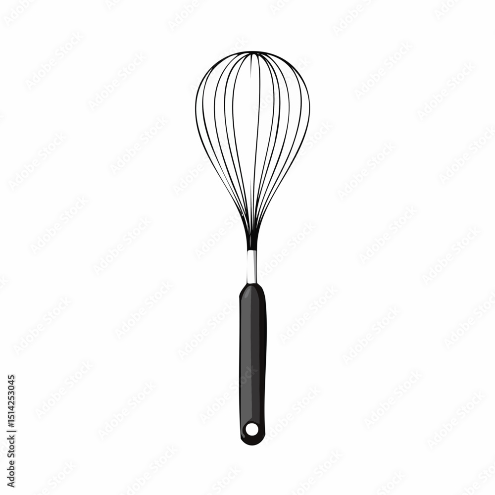 Poster simple whisk shape with tidy lines, great for baking icons and recipe design.