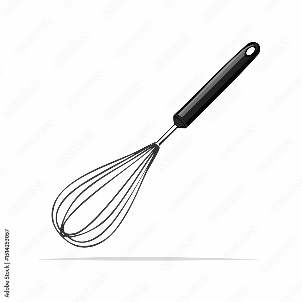Poster simple whisk shape with tidy lines, great for baking icons and recipe design.