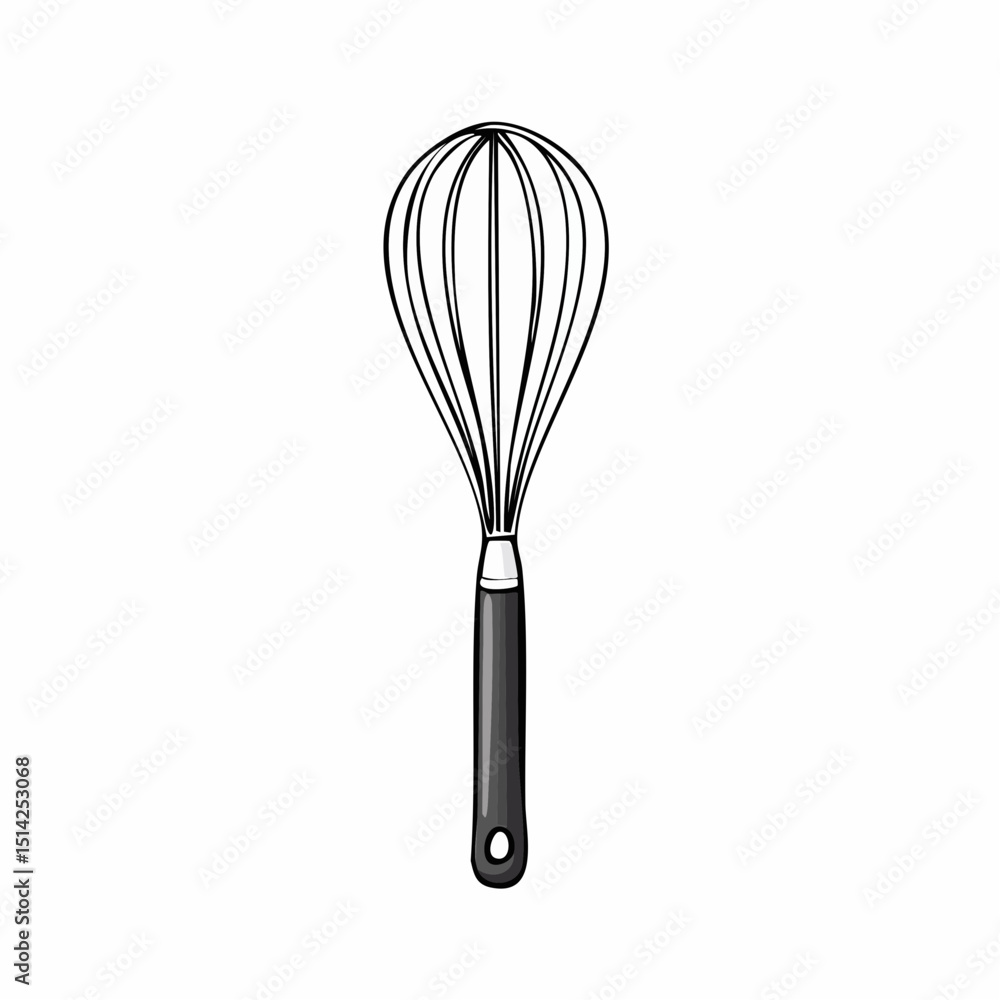 Poster simple whisk shape with tidy lines, great for baking icons and recipe design.