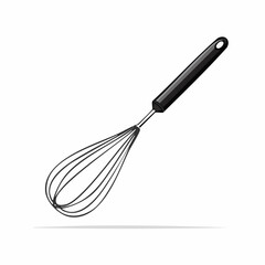 Simple whisk shape with tidy lines, great for baking icons and recipe design.