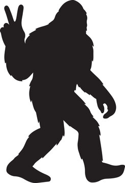 Bigfoot peace sign silhouette design vector illustration.