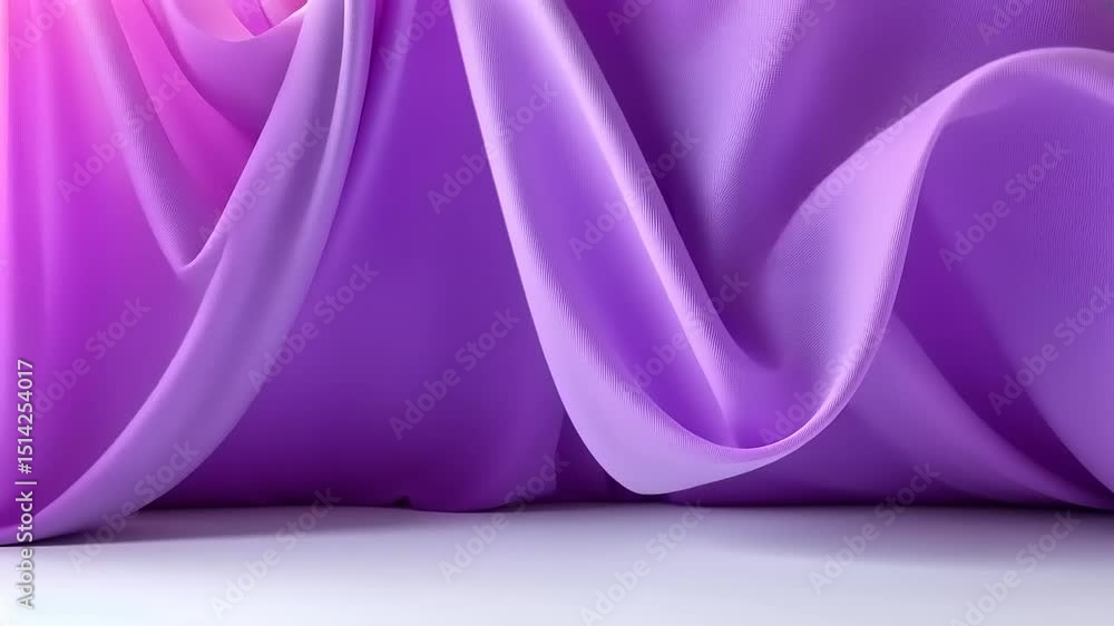 Poster elegant purple fabric waves - abstract motion background with smooth transition animation