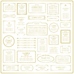 vintage frame set 1_gold／金のビンテージフレームとあしらい飾りのセット