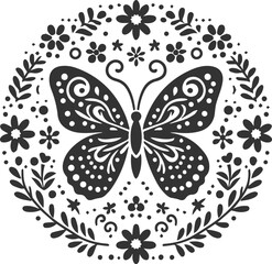 Floral style butterfly graphic drawing silhouette animal vector