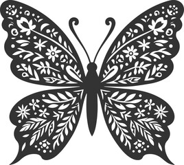 Floral style butterfly graphic drawing silhouette animal vector