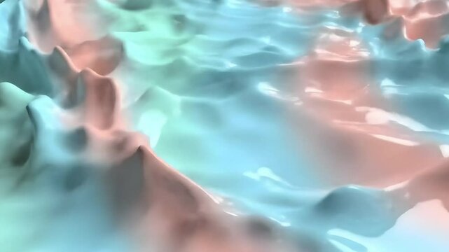 Cinema 4D Render: Blue and Pink Body with Flowing Water, Tranquil Abstract (AI Video)