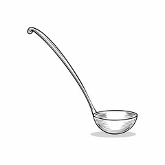 Elegant ladle with minimal lines, perfect for soup illustrations and kitchen sets.