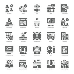 Campus Life Icon pack for your website, mobile, presentation, and logo design. Campus Life Icon solid design. Vector graphics illustration and editable stroke.
