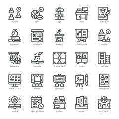Campus Life Icon pack for your website, mobile, presentation, and logo design. Campus Life Icon outline design. Vector graphics illustration and editable stroke.