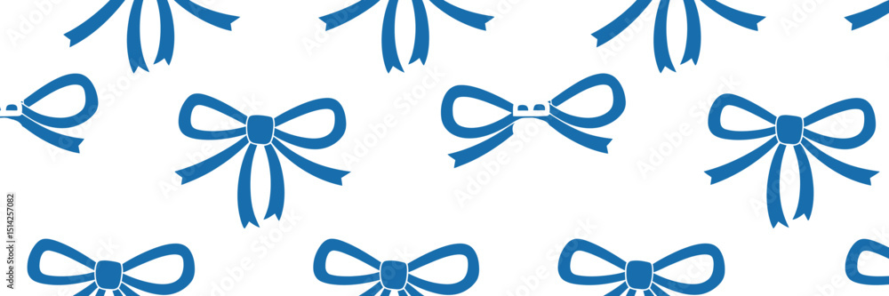 Aufkleber a seamless pattern featuring blue ribbon bows and text on a black background creating a decorative d