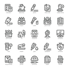 School Essential Icon pack for your website, mobile, presentation, and logo design. School Essential Icon outline design. Vector graphics illustration and editable stroke.