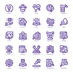 Research Project Icon pack for your website, mobile, presentation, and logo design. Research Project Icon line basic color design. Vector graphics illustration and editable stroke.
