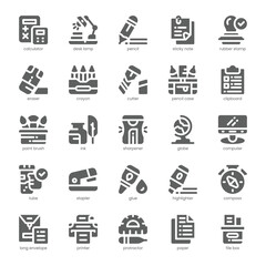 School Essential Icon pack for your website, mobile, presentation, and logo design. School Essential Icon solid design. Vector graphics illustration and editable stroke.