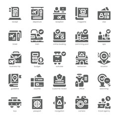 Travel Agency Icon pack for your website, mobile, presentation, and logo design. Travel Agency Icon solid design. Vector graphics illustration and editable stroke.