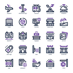 Vacation Spot Icon pack for your website, mobile, presentation, and logo design. Vacation Spot Icon dual tone design. Vector graphics illustration and editable stroke.