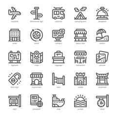 Vacation Spot Icon pack for your website, mobile, presentation, and logo design. Vacation Spot Icon outline design. Vector graphics illustration and editable stroke.