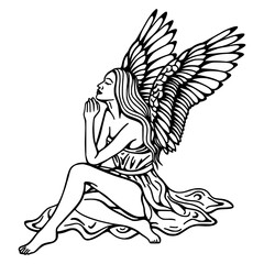 heavenly angel outline graphic design