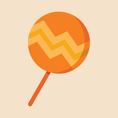 Orange Lollipop with Zigzag Stripes in Flat Style