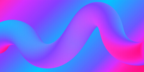 Vibrant digital abstract artwork featuring a bending wave in gradient shades of pinks and blues eps10